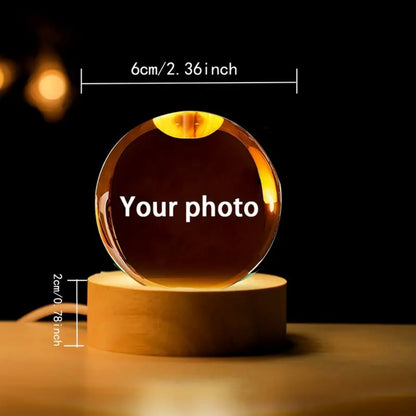 Crystal Ball Carved Wooden 3D Night Light