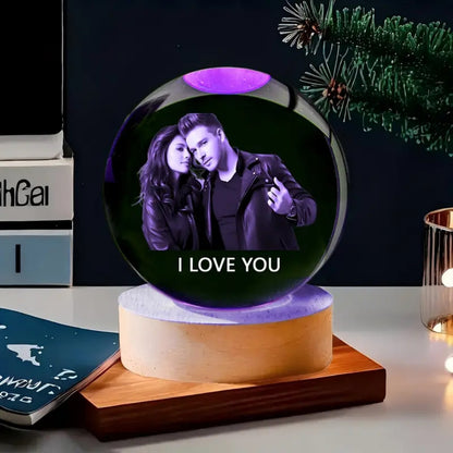 Crystal Ball Carved Wooden 3D Night Light